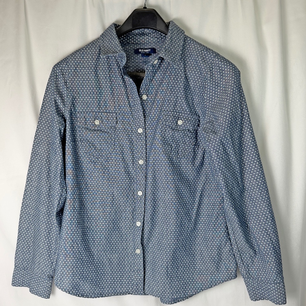 Old Navy Polka Dot blue Button Down shirt - Women's Small